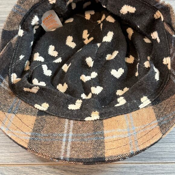Pistil 6-Panel Newsboy Hat Wool Blend Plaid Preppy Heart Lining Logo Neutral - Picture 13 of 15